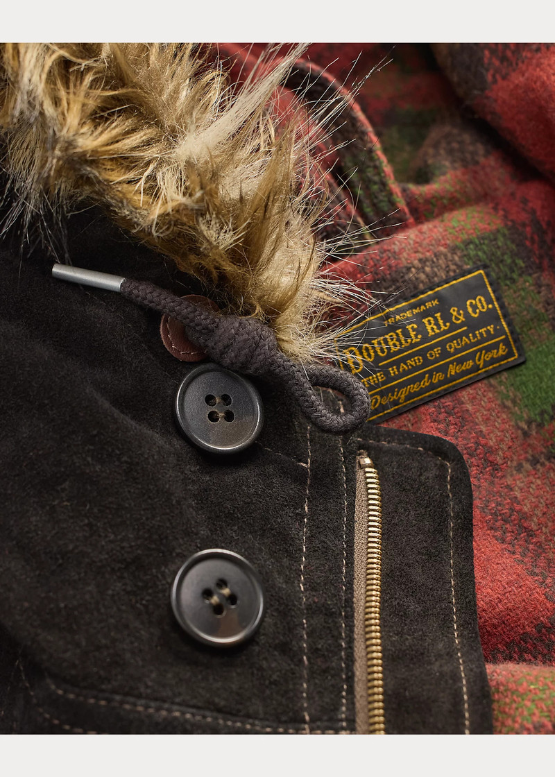 Faux-Fur-Trim Suede Parka 5