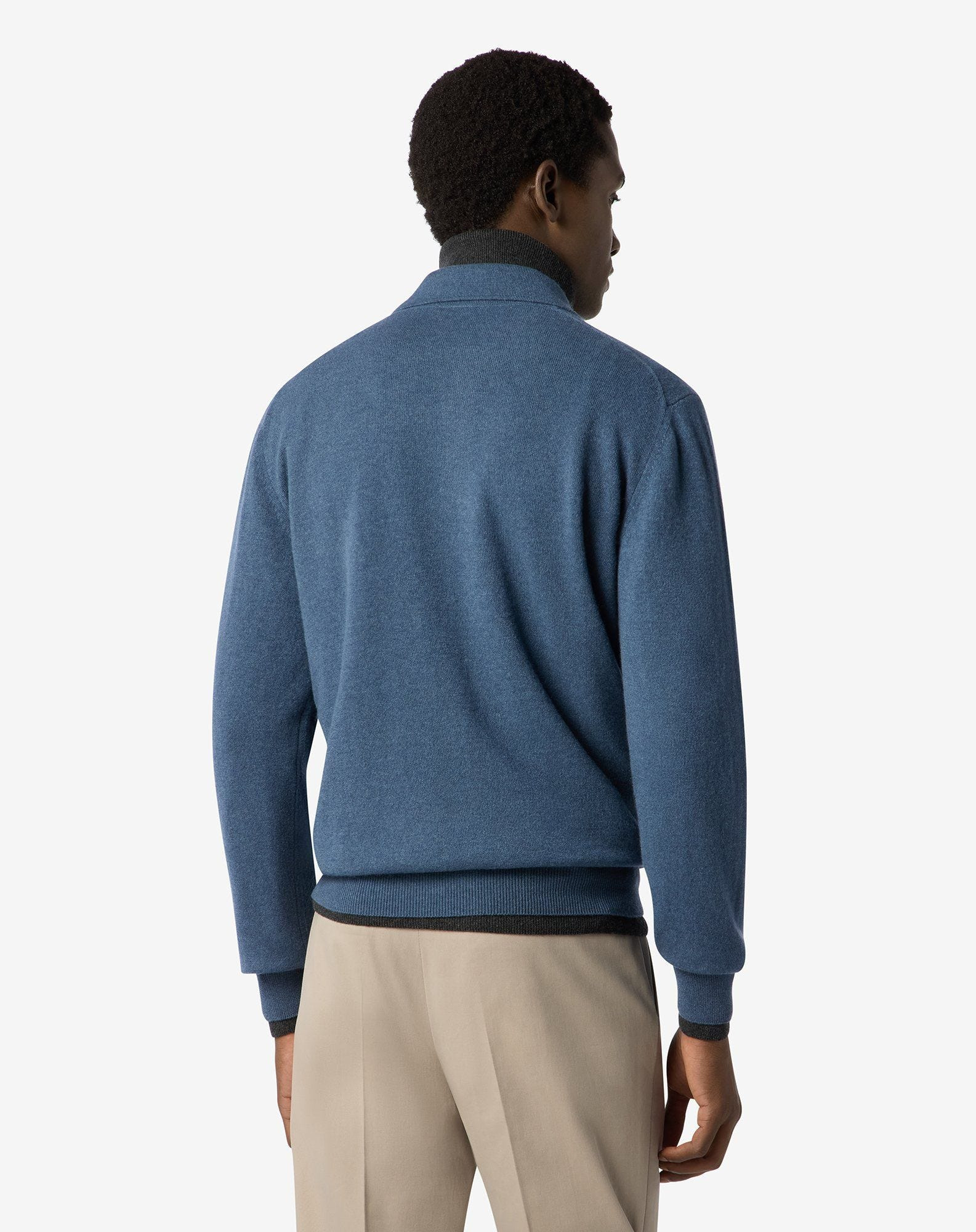 Mélange octane blue button-up Sublime Cashmere polo shirt - 3