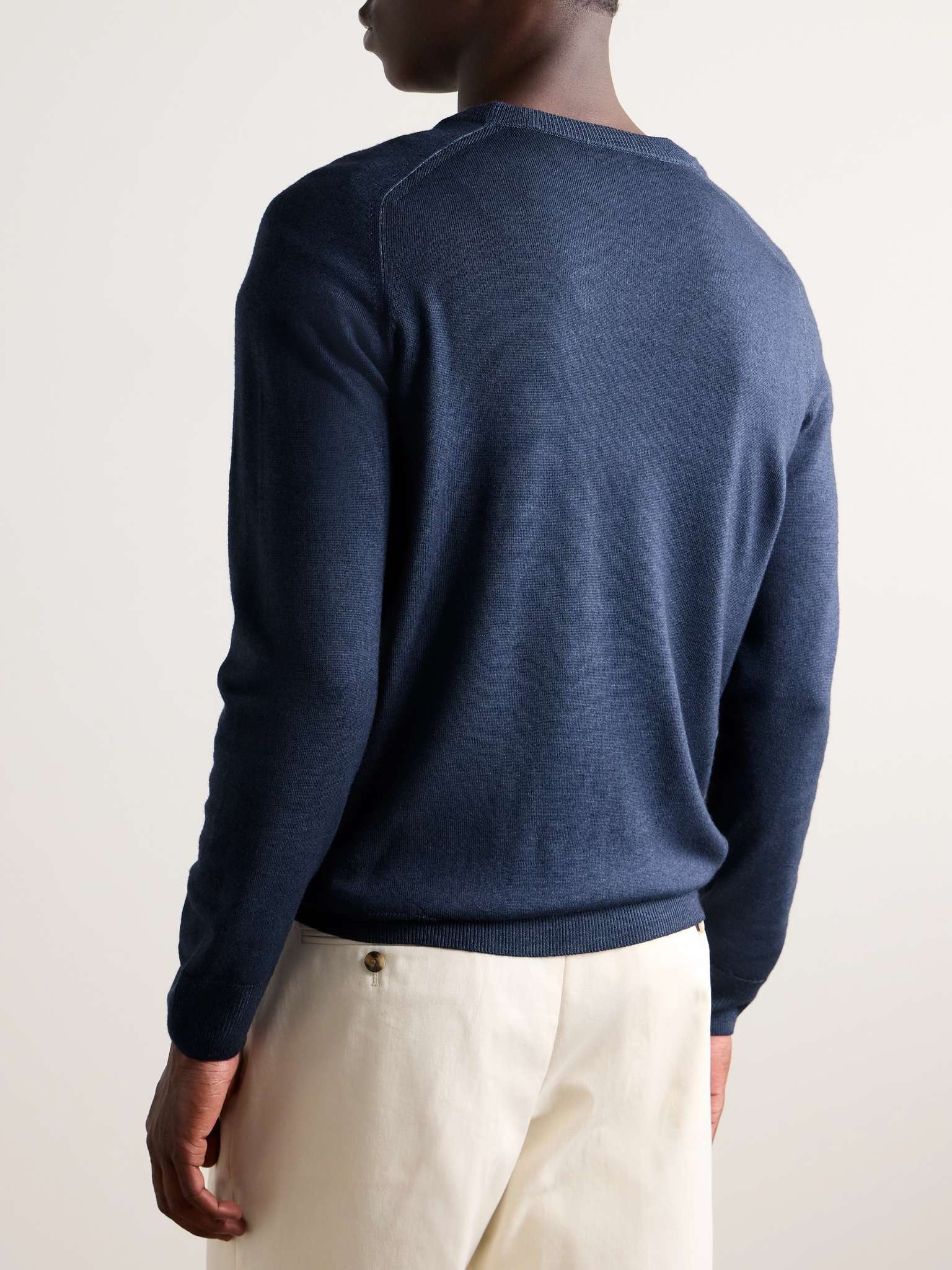 Logo-Embroidered Two-Tone Wool Sweater - 4