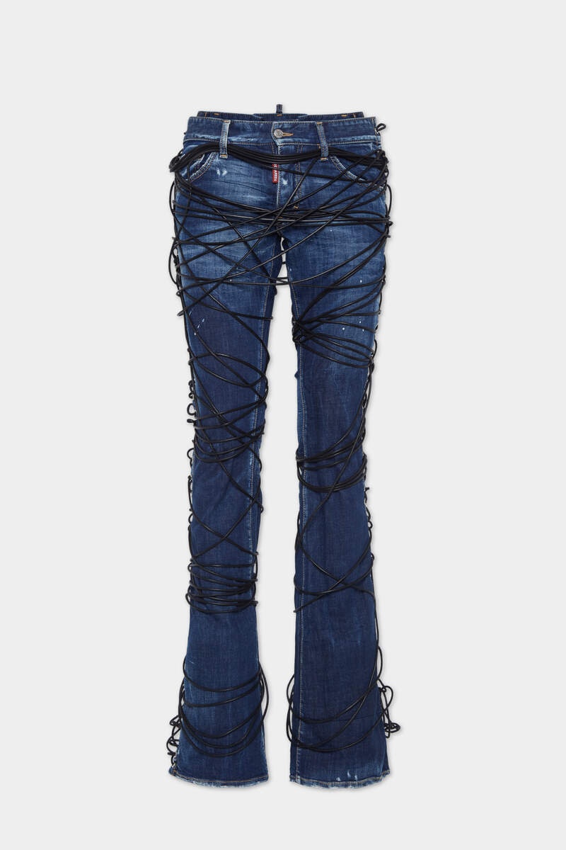 デニム・ジーパン Dsquared2 Blue Denim Medium Waist Flare Jeans DSQUARED2 mid-rise slim-fit Jeans | Blue | FARFETCH