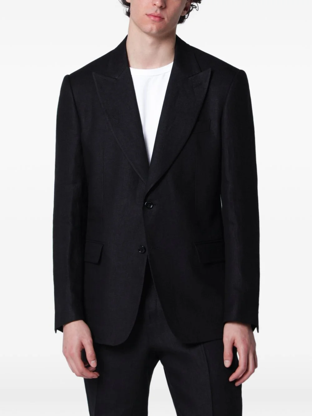 single-breasted linen blazer - 1