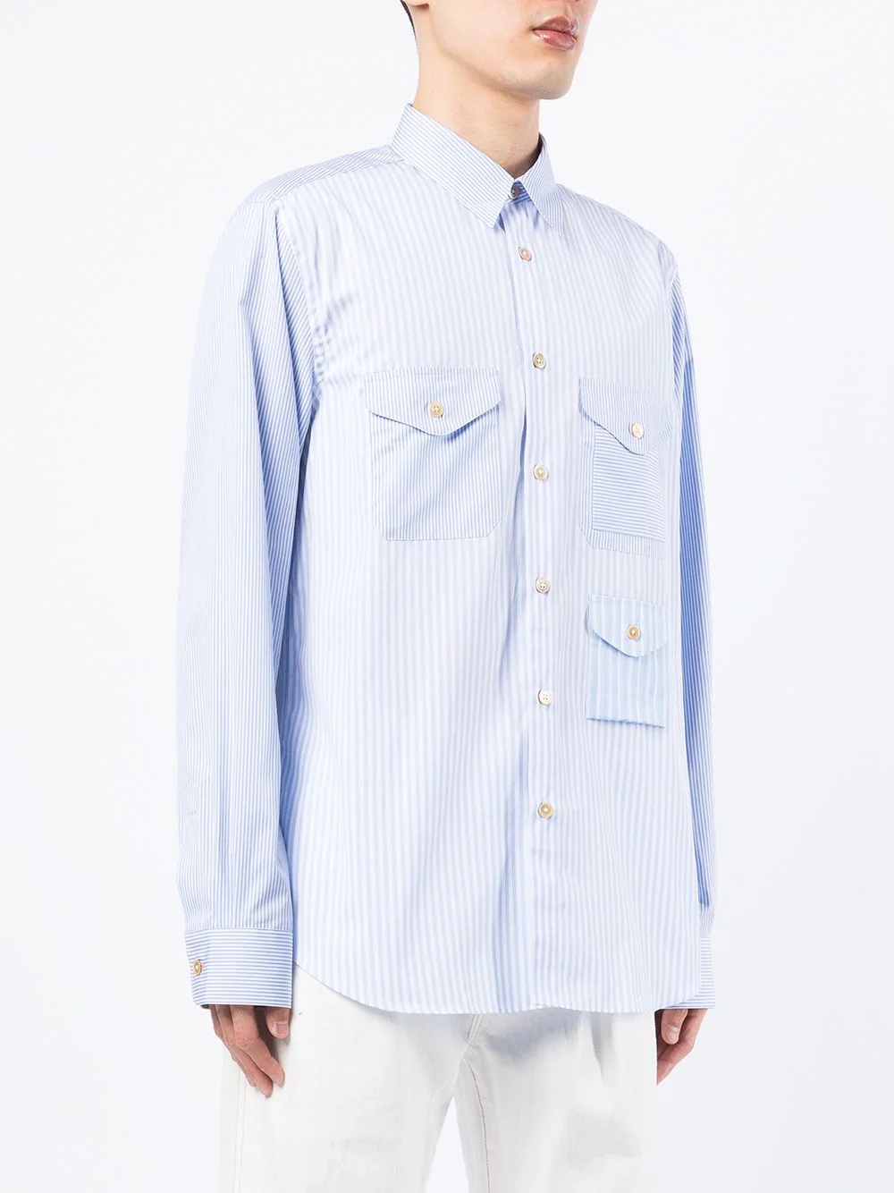 mix-up stripe multi-pocket shirt - 3