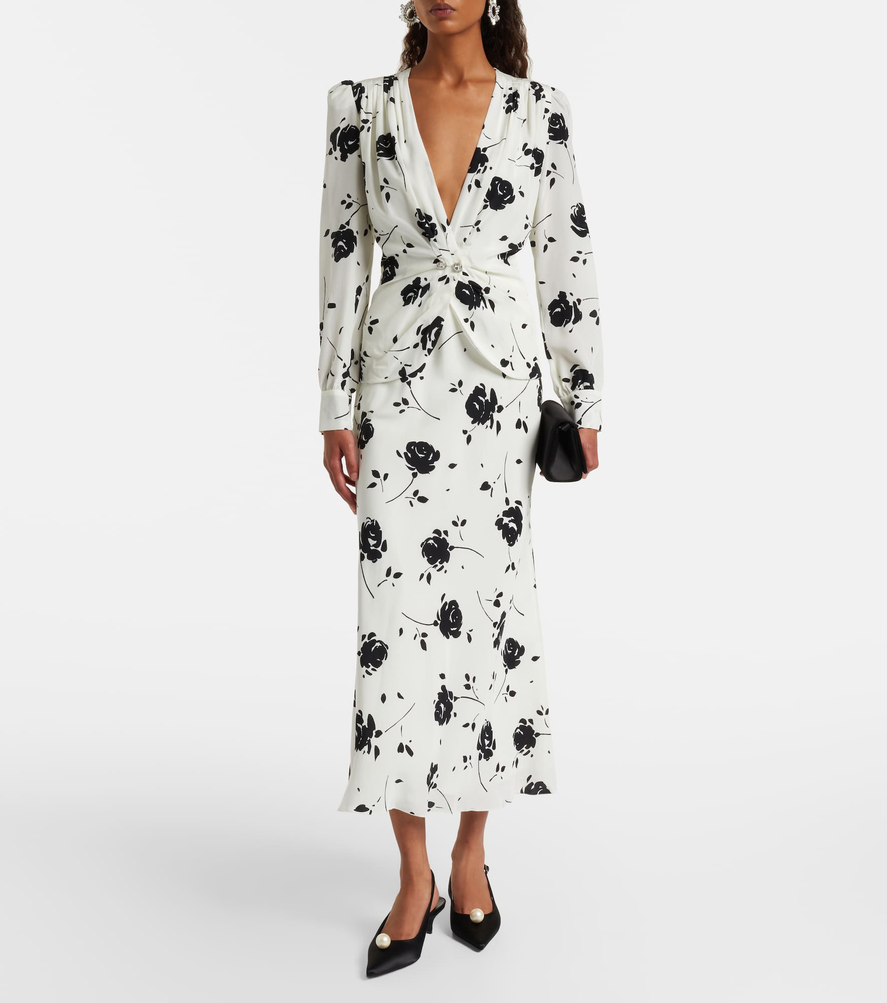 Floral silk midi dress - 2