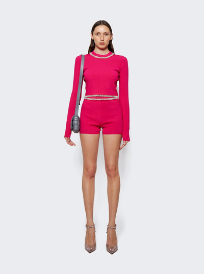 Paco Rabanne Embellished Knit Cropped Top Pink outlook