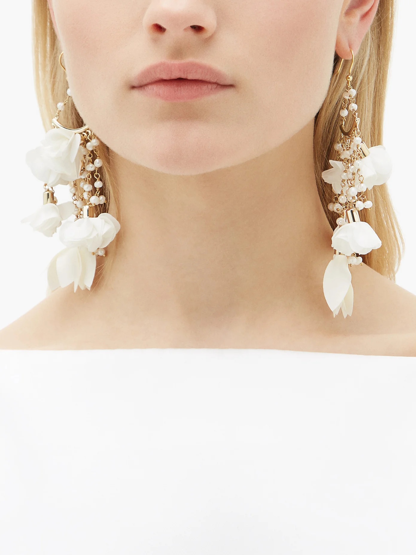 Sentiero pearl-embellished floral-charm earrings - 3