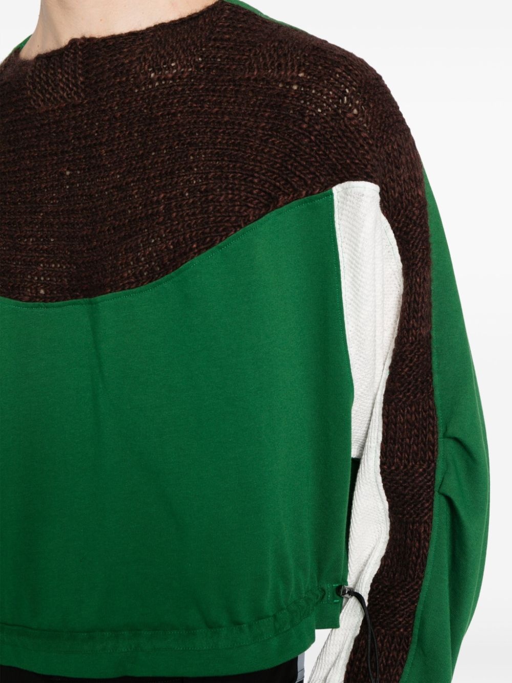 long-sleeve knitted-panel jumper - 5