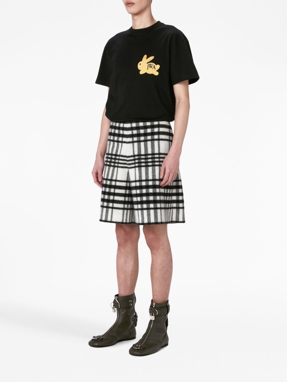 tartan-check wide-leg shorts - 3