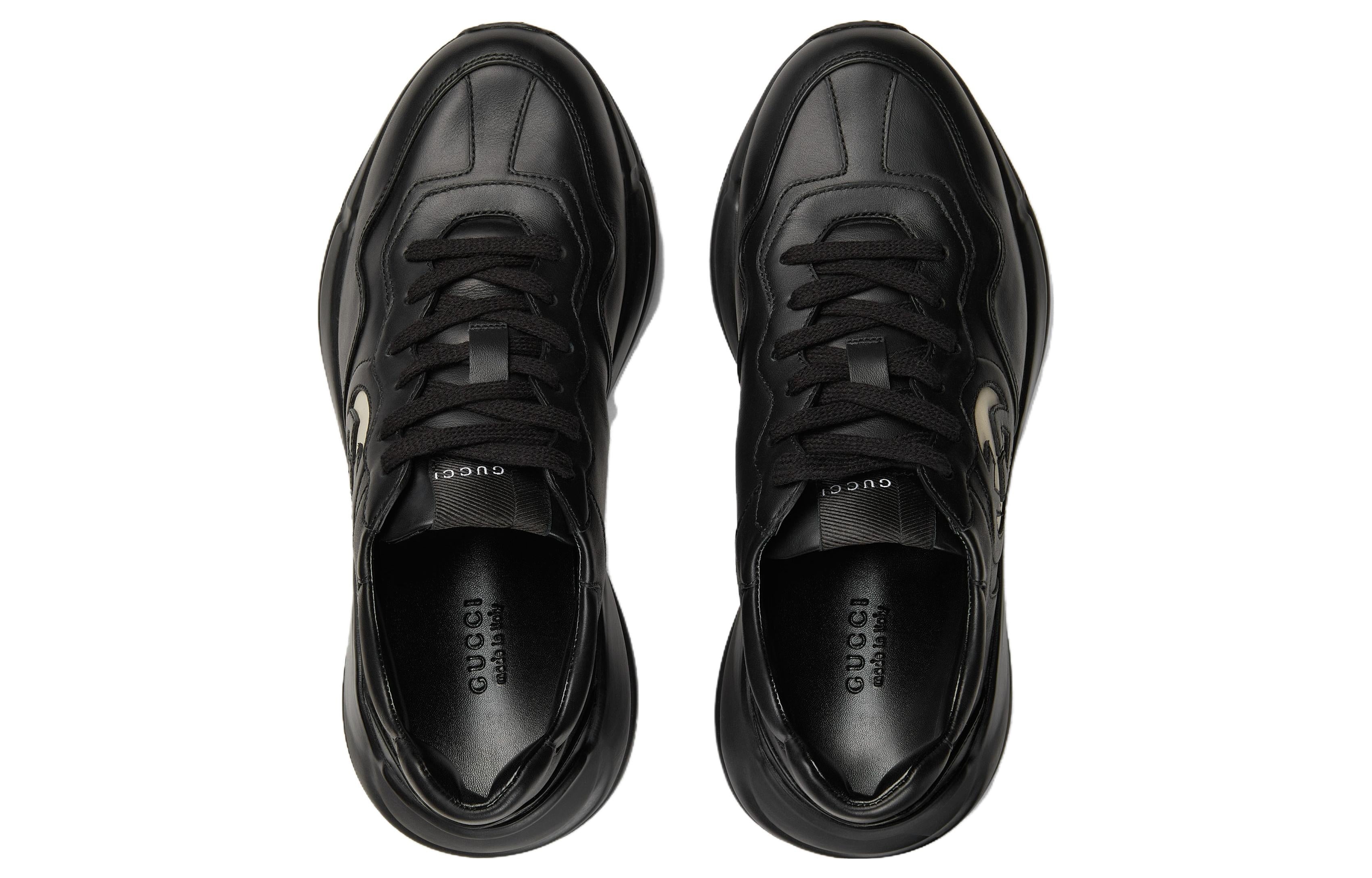 (WMNS) Gucci Rhyton Leather Sneakers 'Black White' 757887-UPG70-1057 - 3