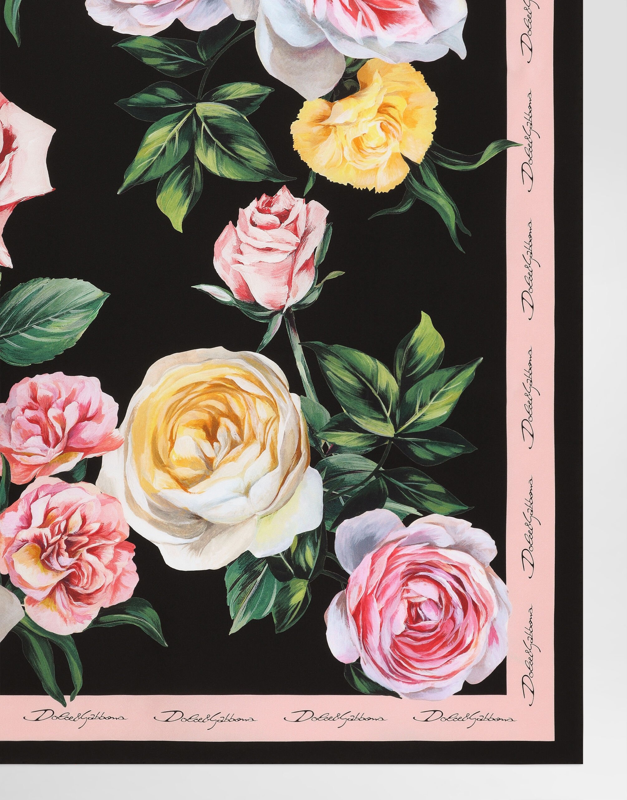 Rose and peony-print silk twill foulard (90x90) - 2