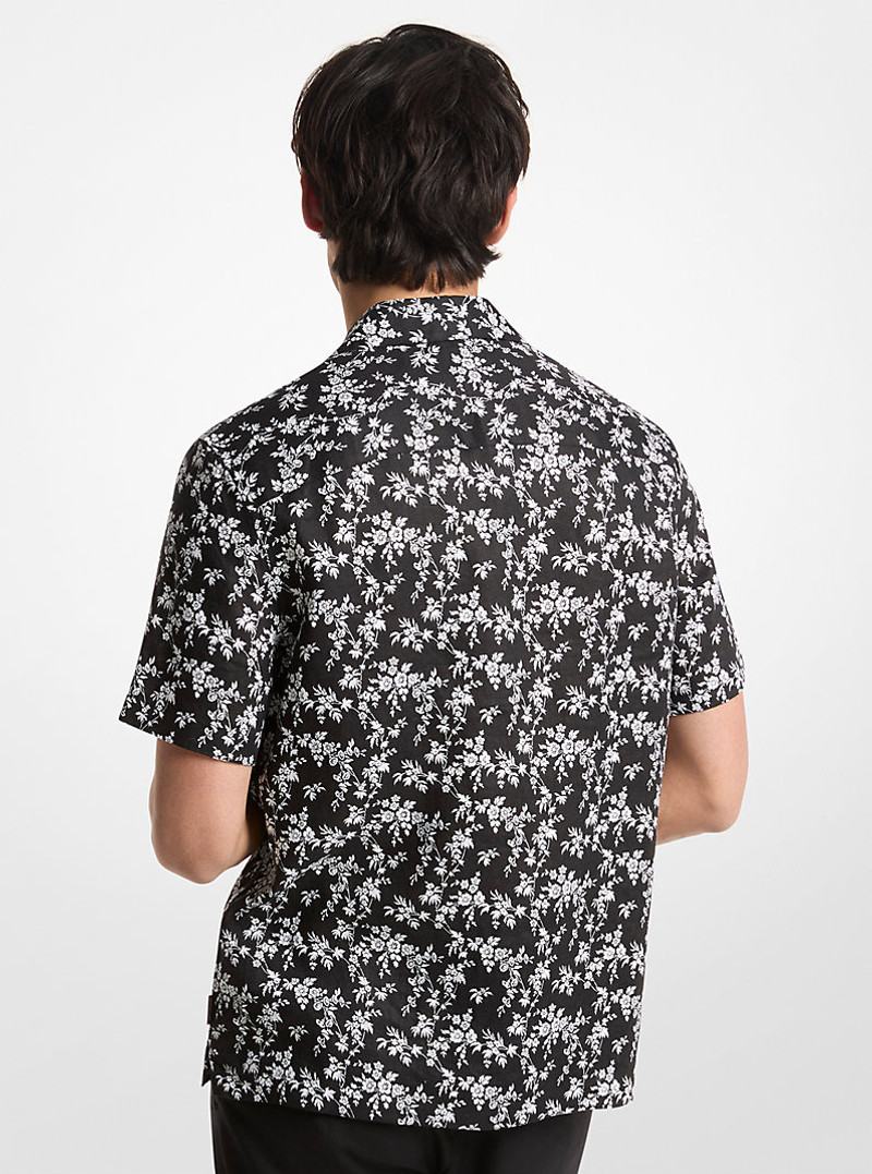 MICHAEL KORS Floral Print Linen Camp Shirt outlook