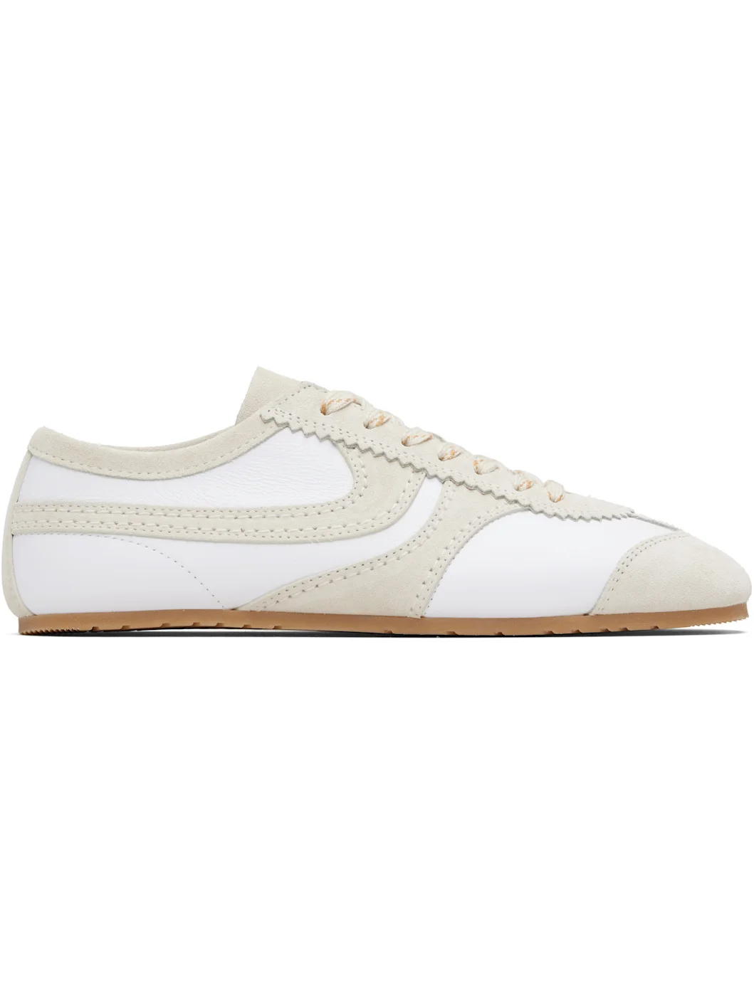 White & Beige Suede Sneakers - 1