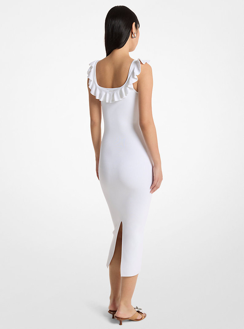 MICHAEL KORS Ruffled Stretch Viscose Midi Dress outlook