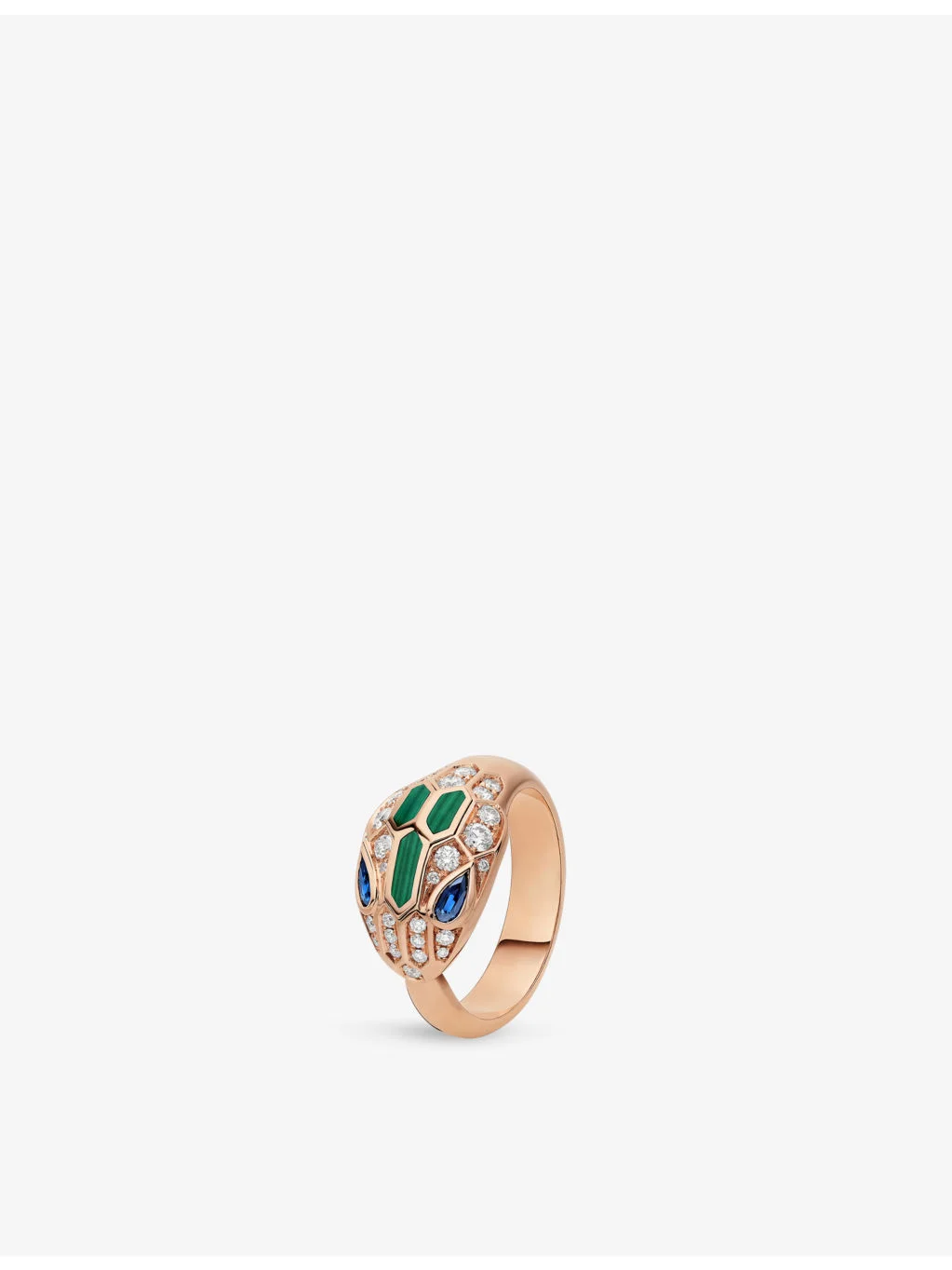 Serpenti 18ct rose-gold, sapphire, diamond and malachite ring - 1