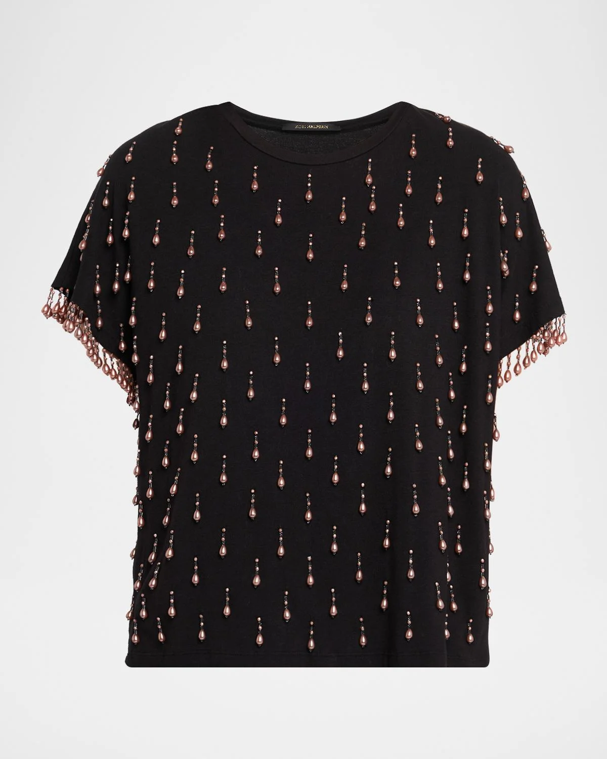 Carmel Beaded Cotton Knit Tee - 1