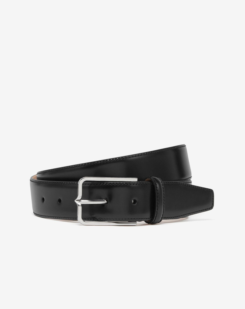 Black leather belt with silver buckle 1