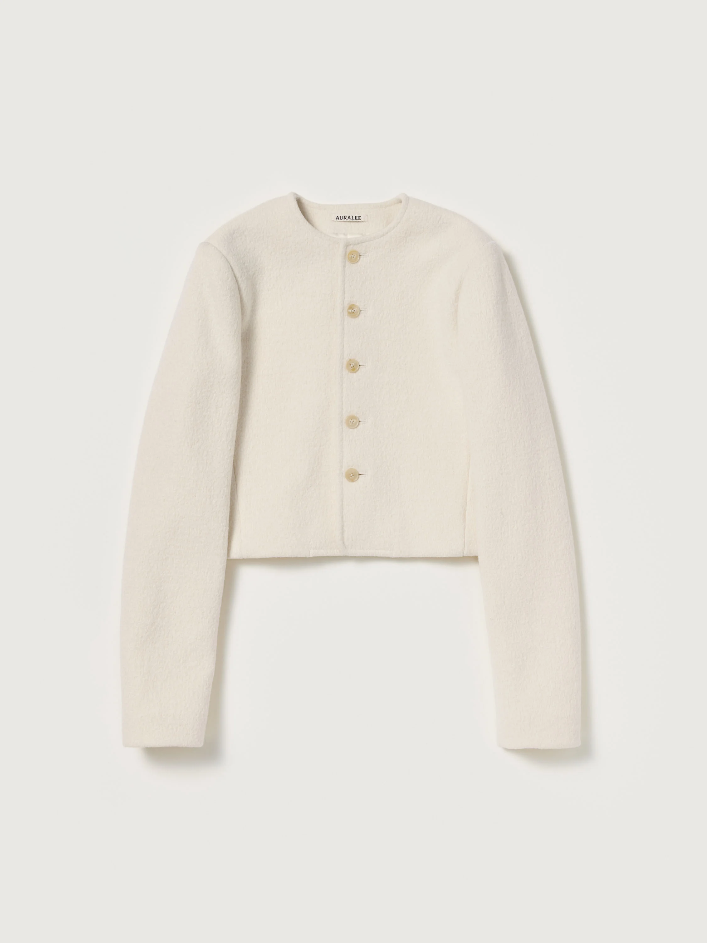 HEAVILY FULLED WOOL COTTON COLLARLESS JACKET - 1