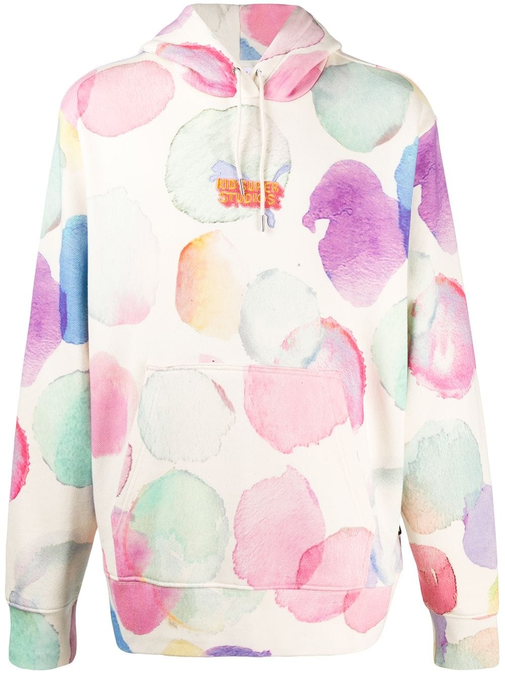 aquarela-print logo embroidered hoodie  - 1