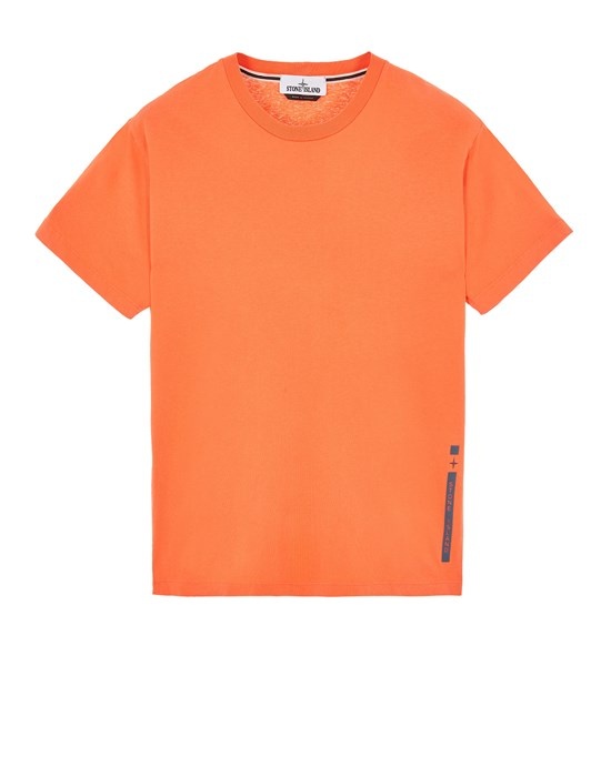 2NS84  30/1 COTTON JERSEY 'MICRO GRAPHICS THREE' PRINT_GARMENT DYED ORANGE - 1