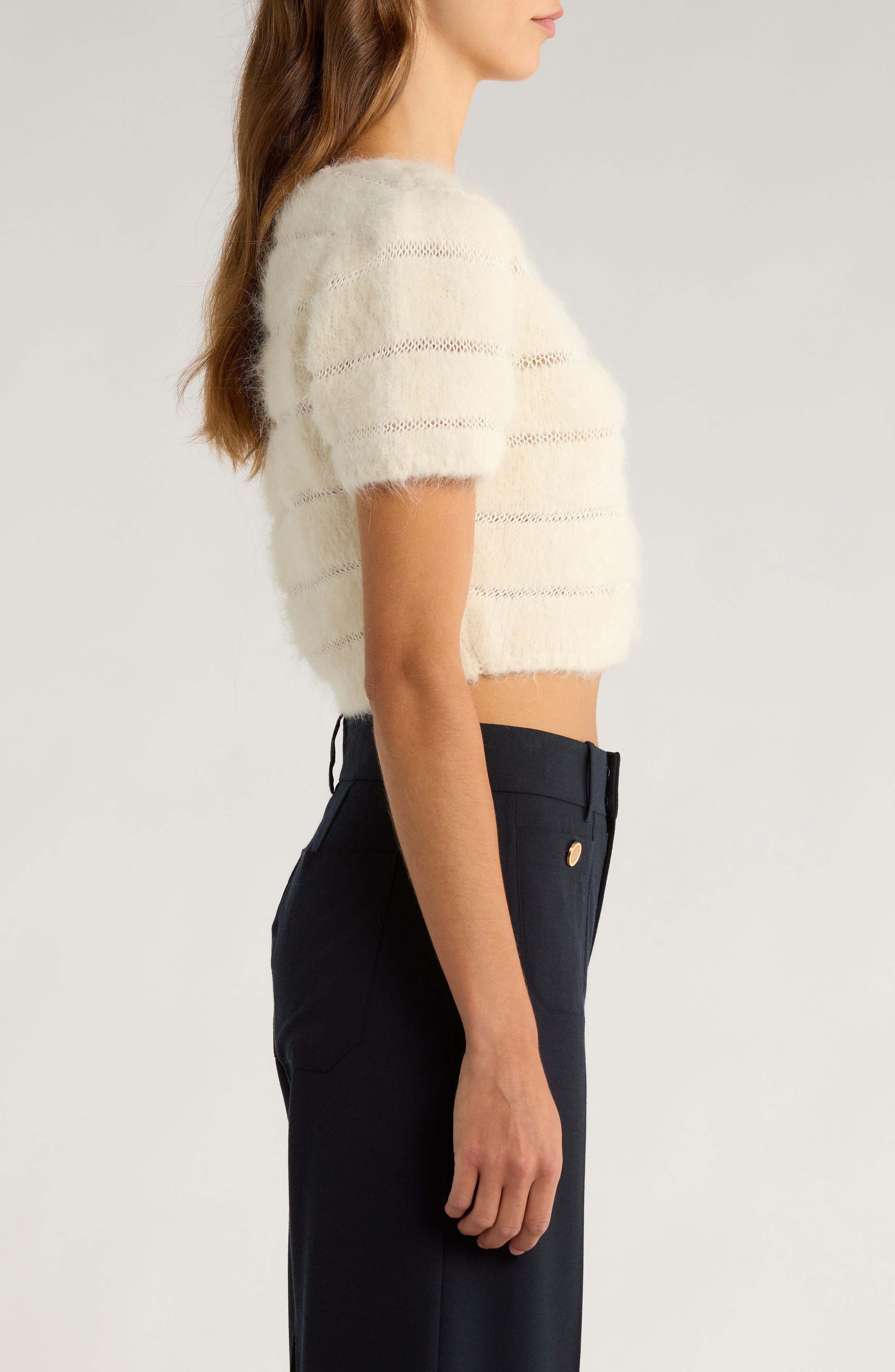 FRAME The Cloud Crop Sweater in Cream at Nordstrom - 3