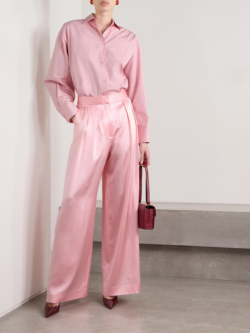 ADAM LIPPES Pleated Silk-charmeuse Wide-leg Pants outlook