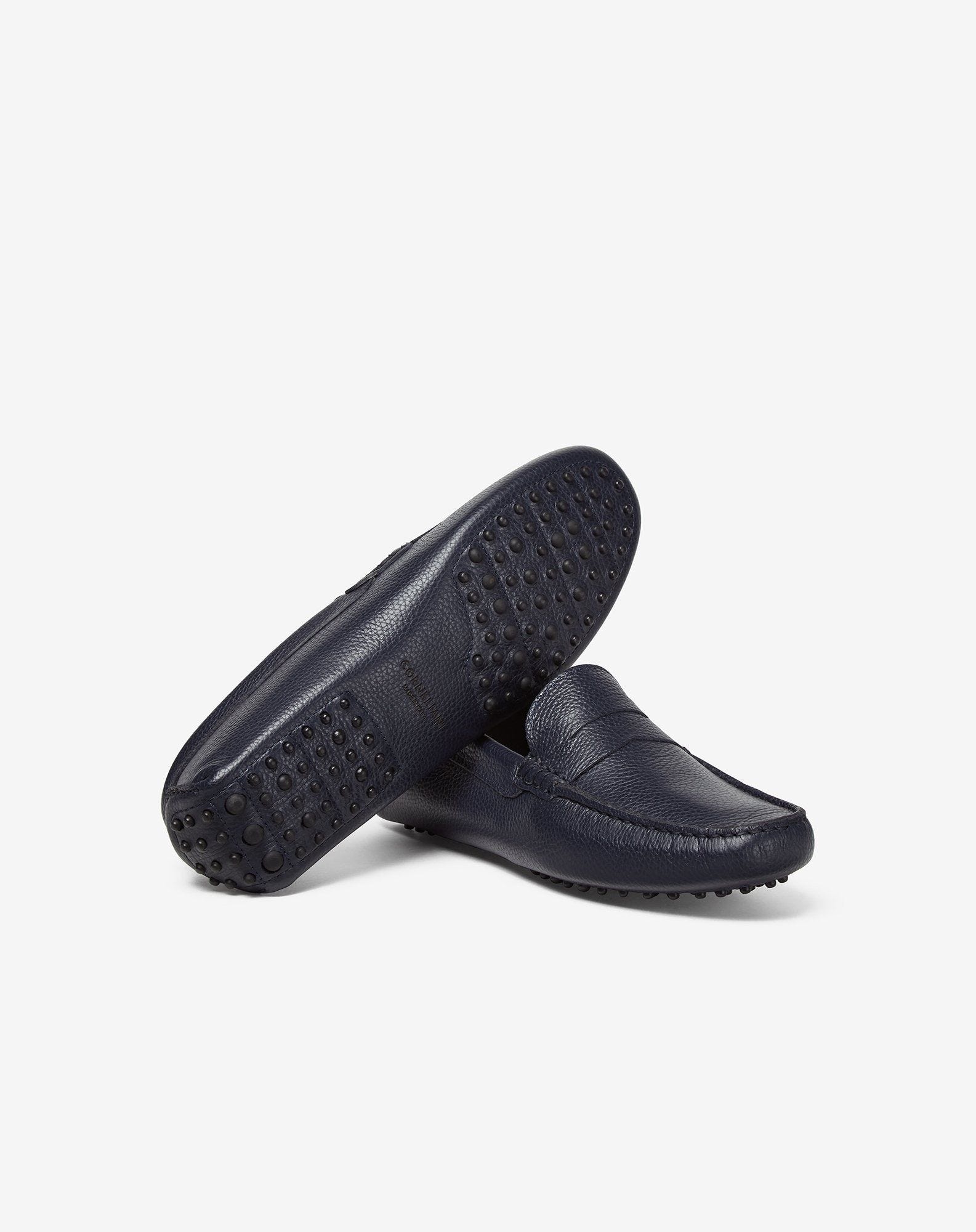 Blue navy leather loafers - 4