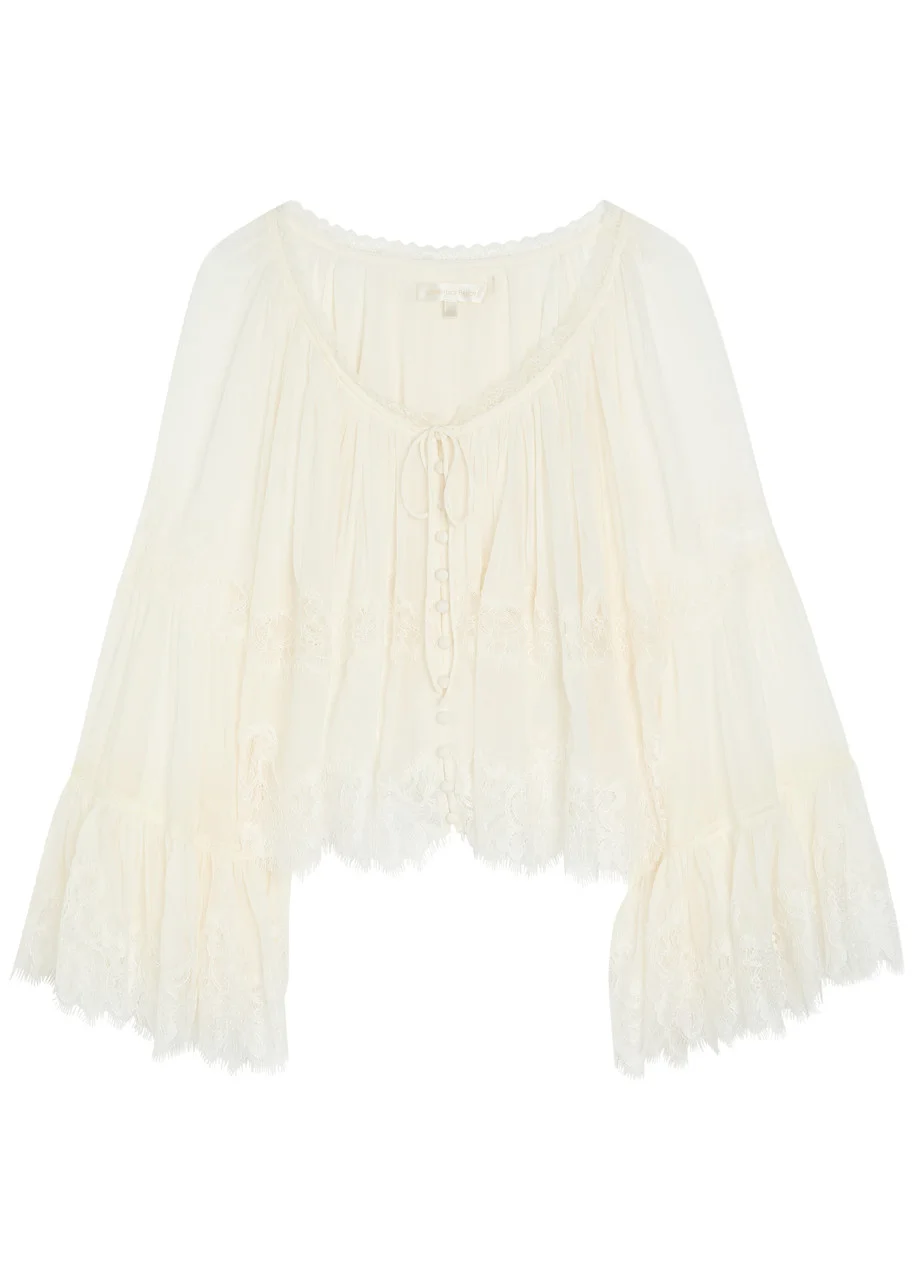 Loveshackfancy Darline Lace and Silk-chiffon top - 1