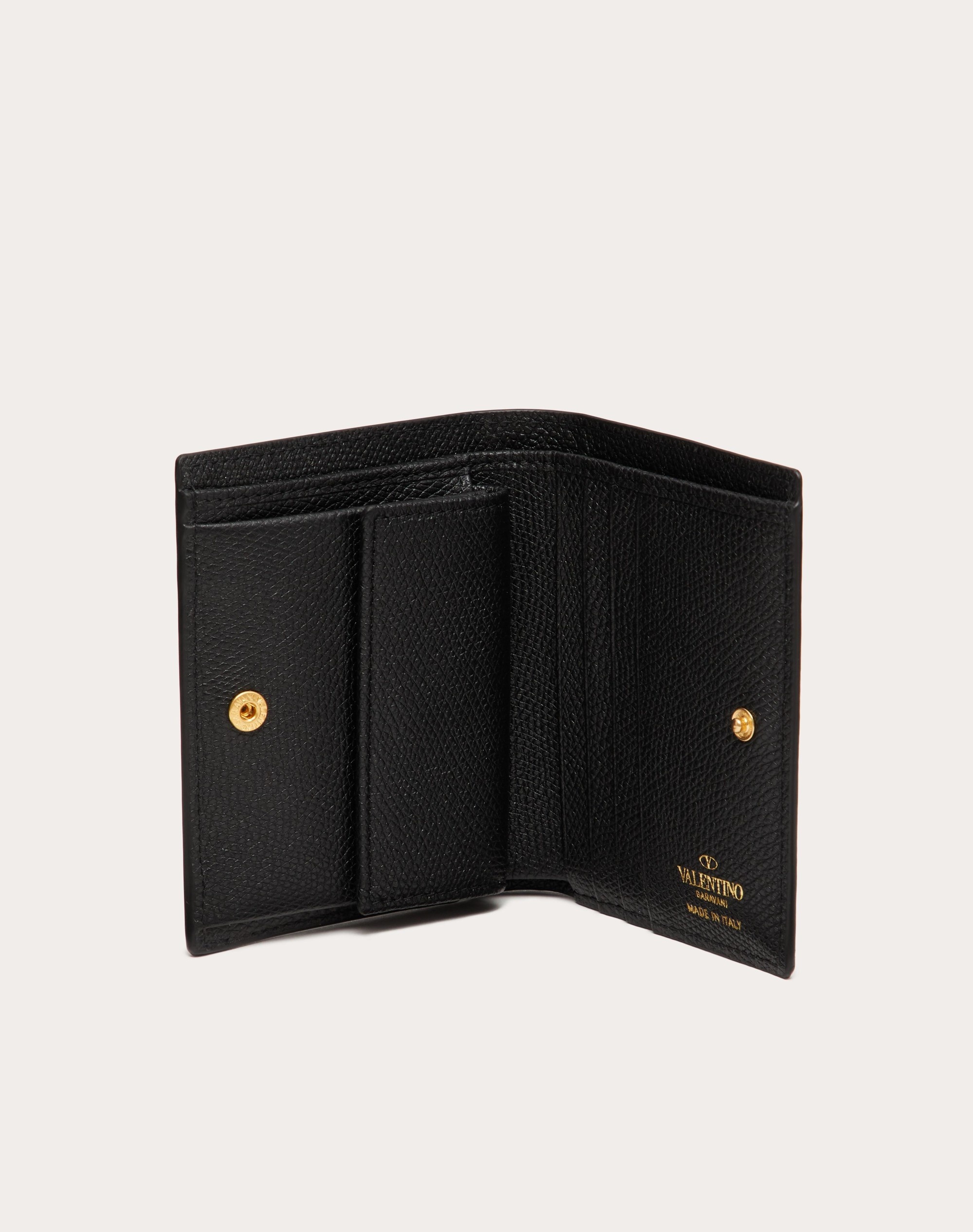 COMPACT VLOGO SIGNATURE GRAINY CALFSKIN WALLET - 5