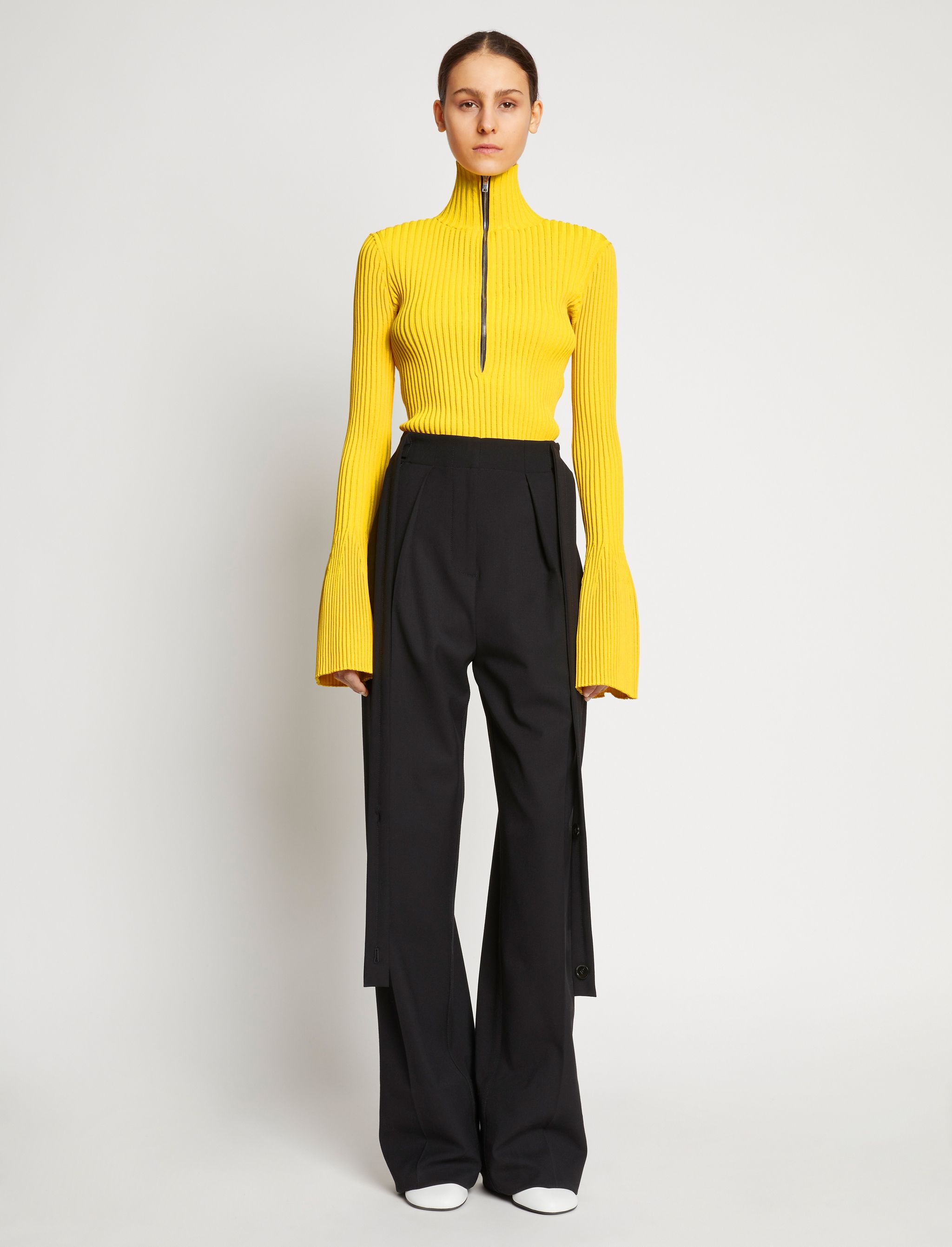 Viscose Rib Zip Sweater - 3