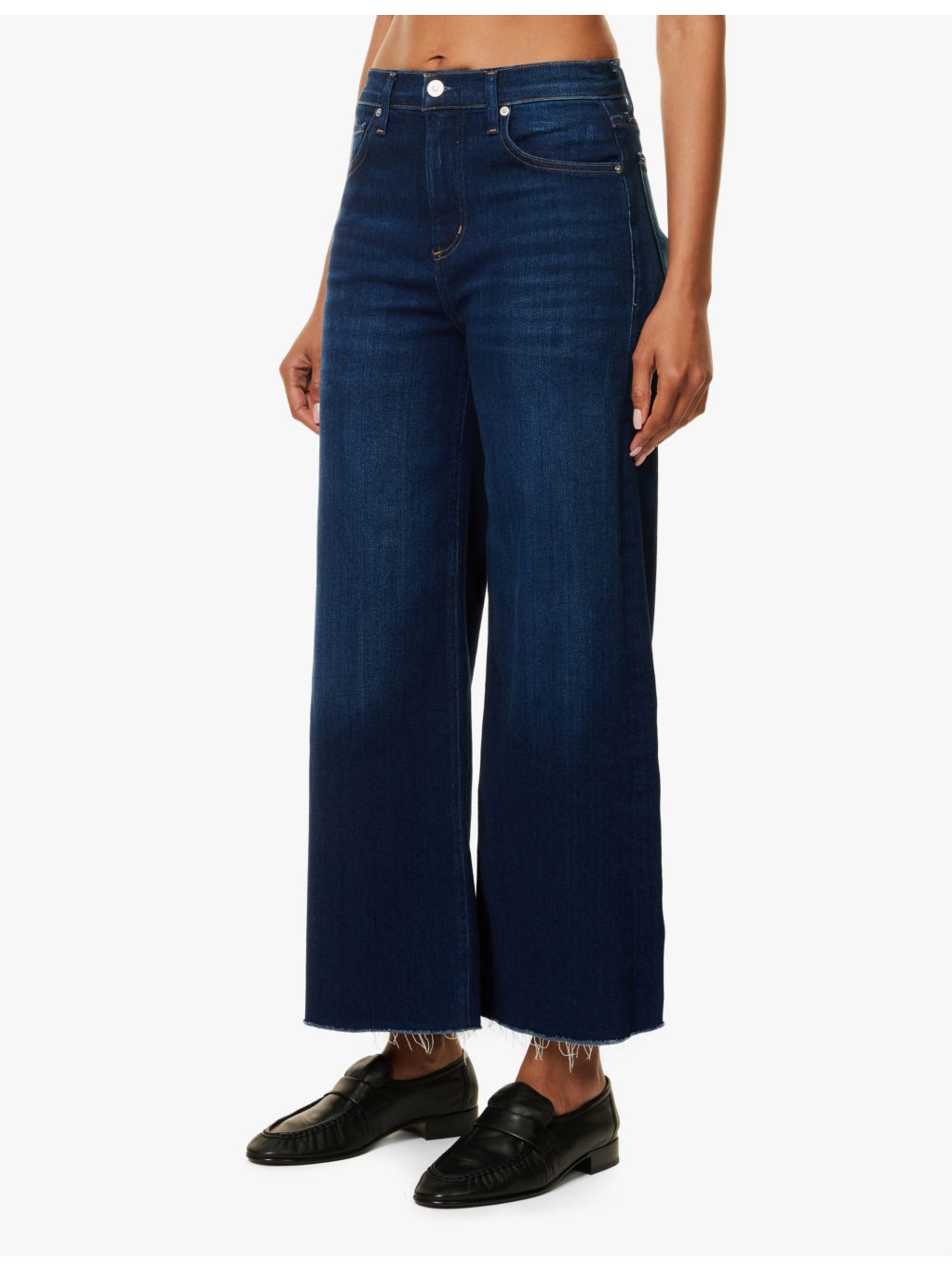 Lyra wide-crop-leg high-rise stretch-regenerative-denim blend jeans - 3