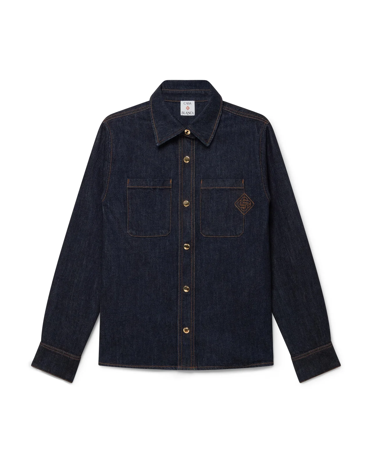 Denim Shirt with Logo Embroidery - 1