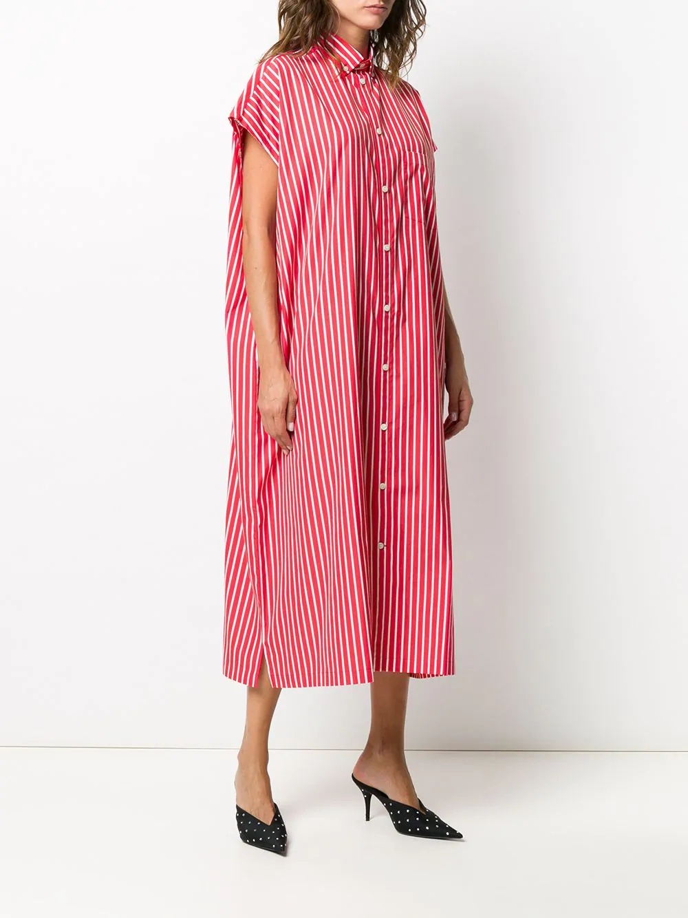 striped short-sleeve shirt dress - 3