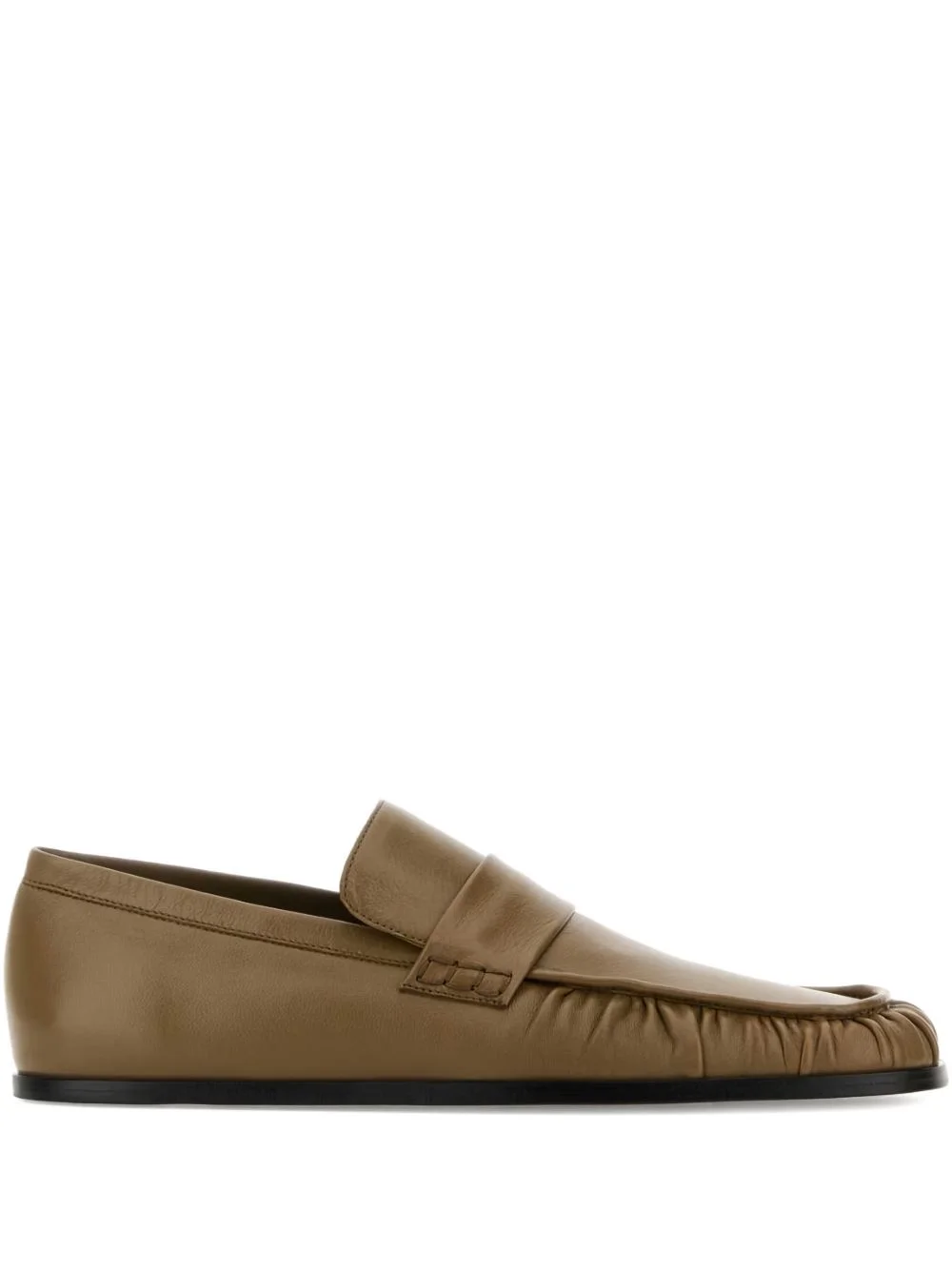 ruched-effect leather loafers - 1