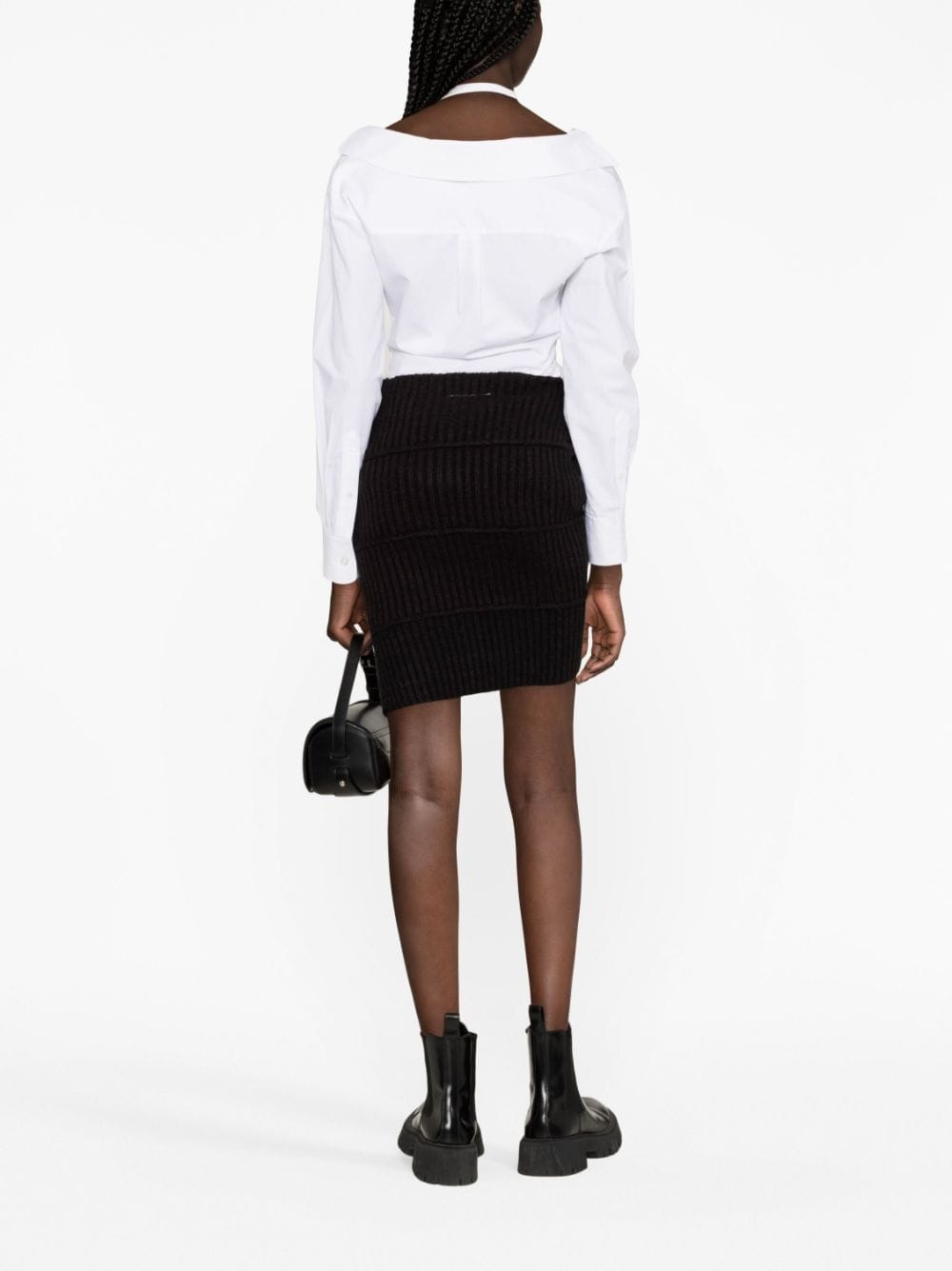asymmetric knitted cotton-blend skirt - 4