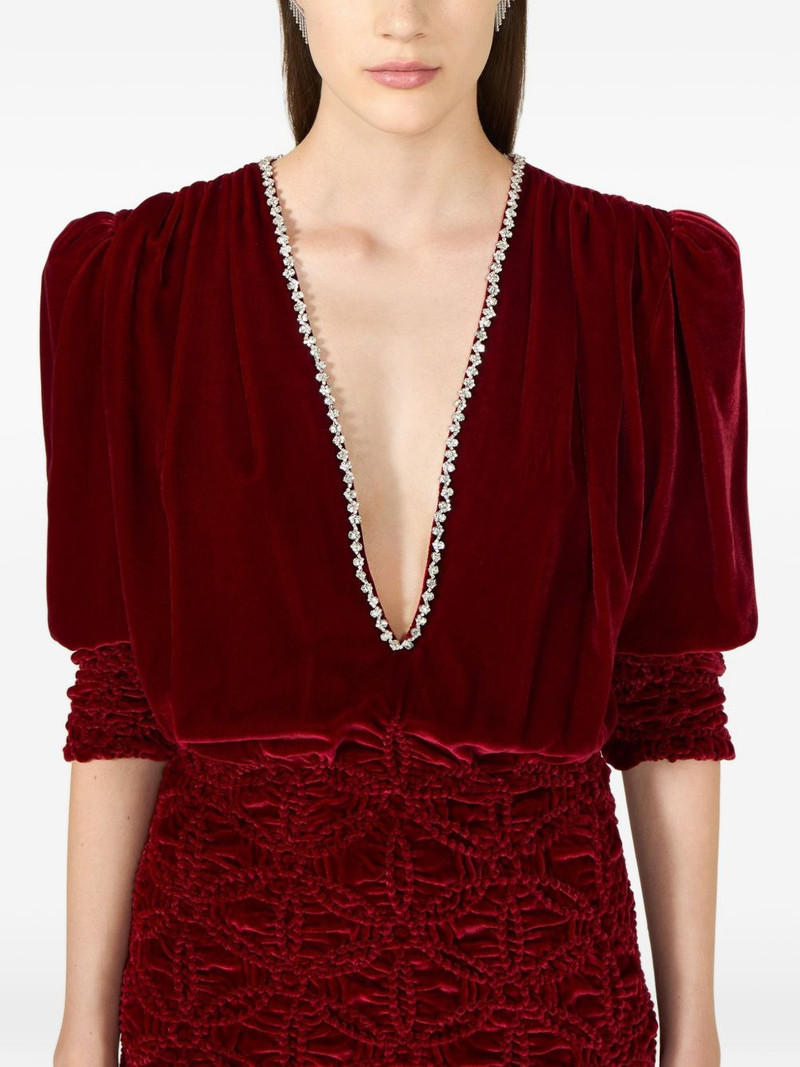 Astara crystal-embellished smocked velvet mini dress 4