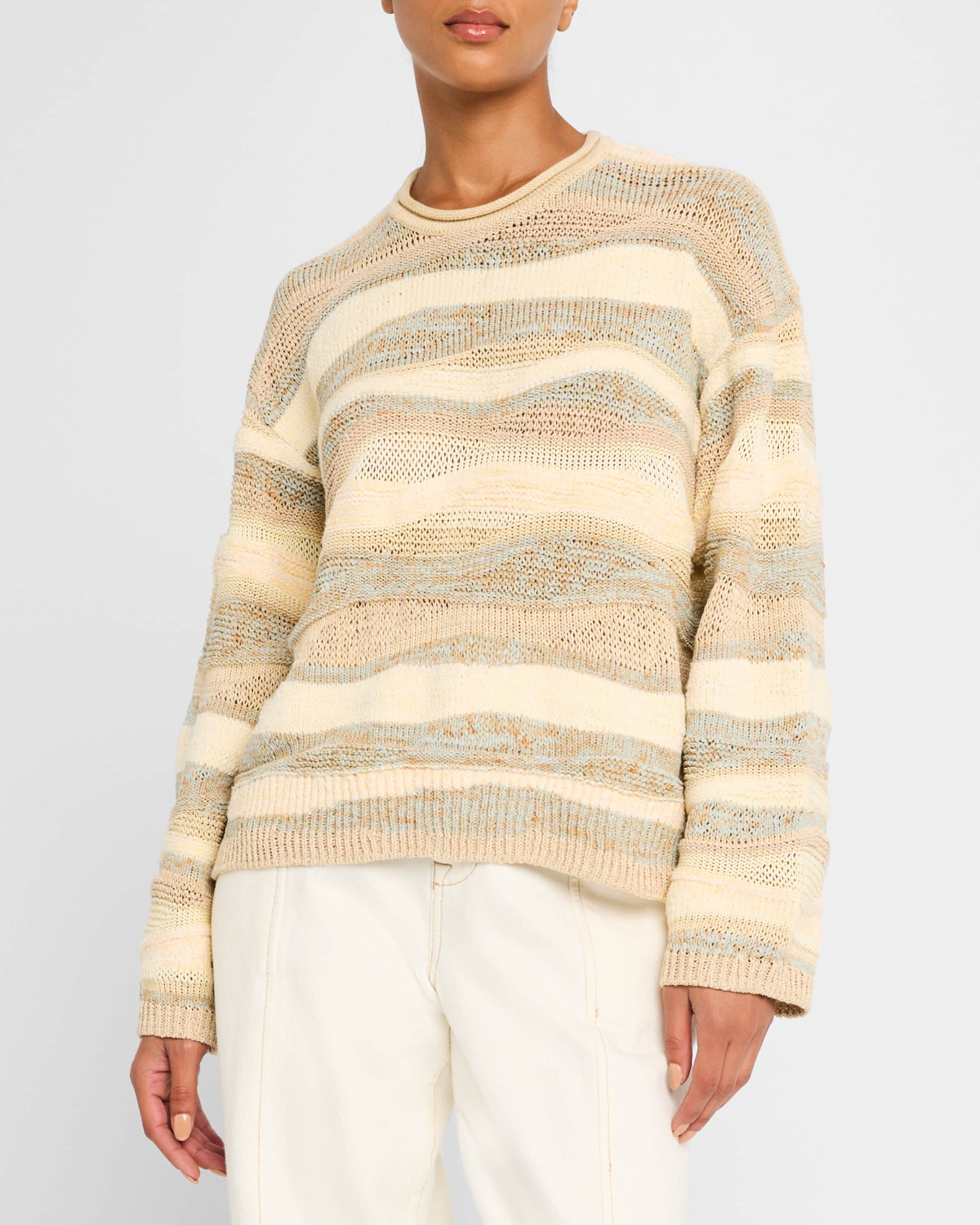 Francie Striped Crewneck Cotton Knit Sweater - 2