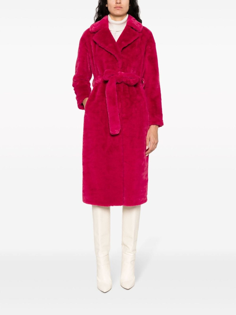 Herno notched-collar faux-shearling coat outlook