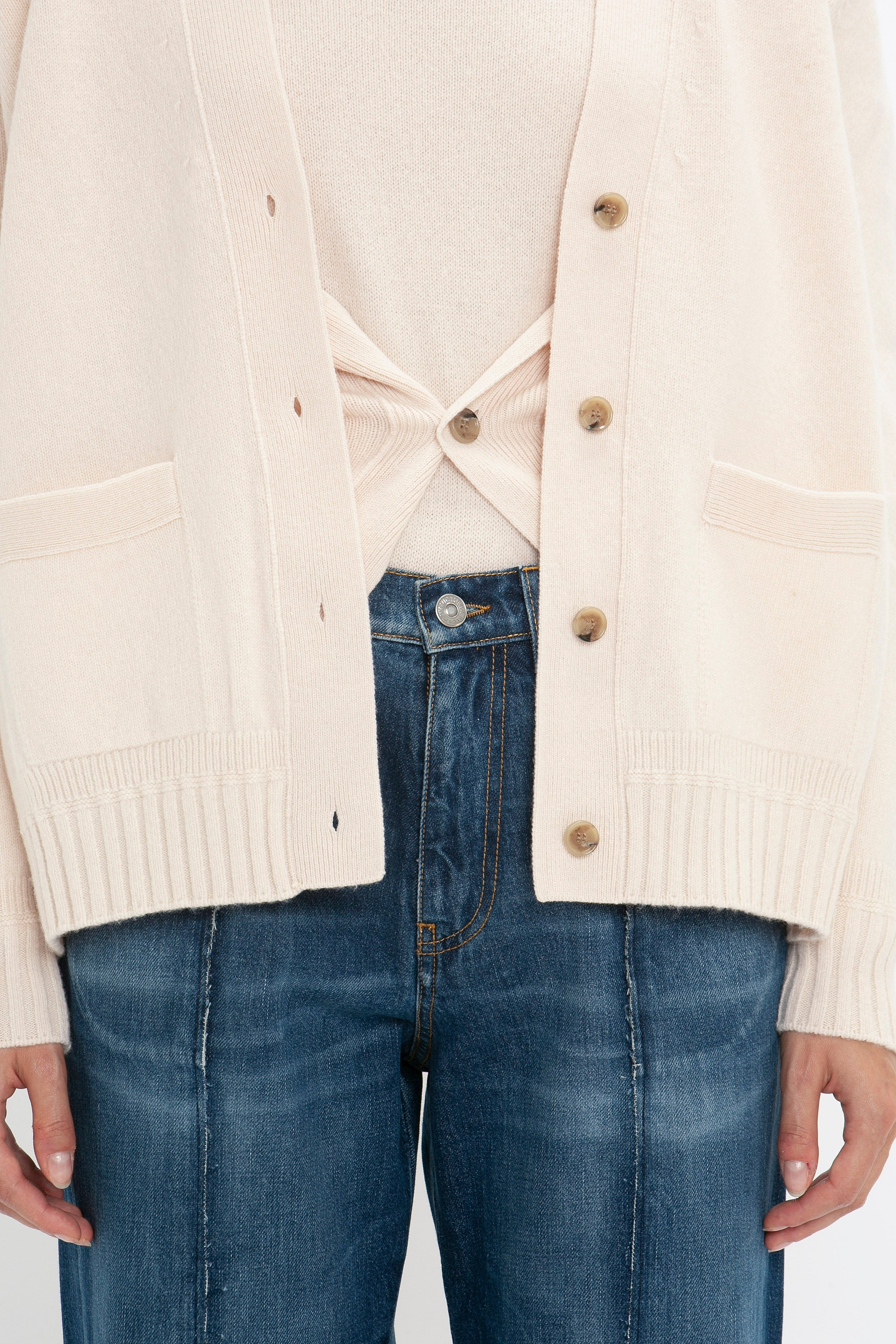 Double Layer Cardigan In Ivory - 5
