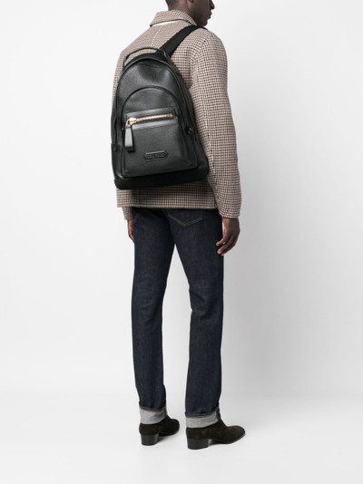 TOM FORD logo-patch leather backpack outlook