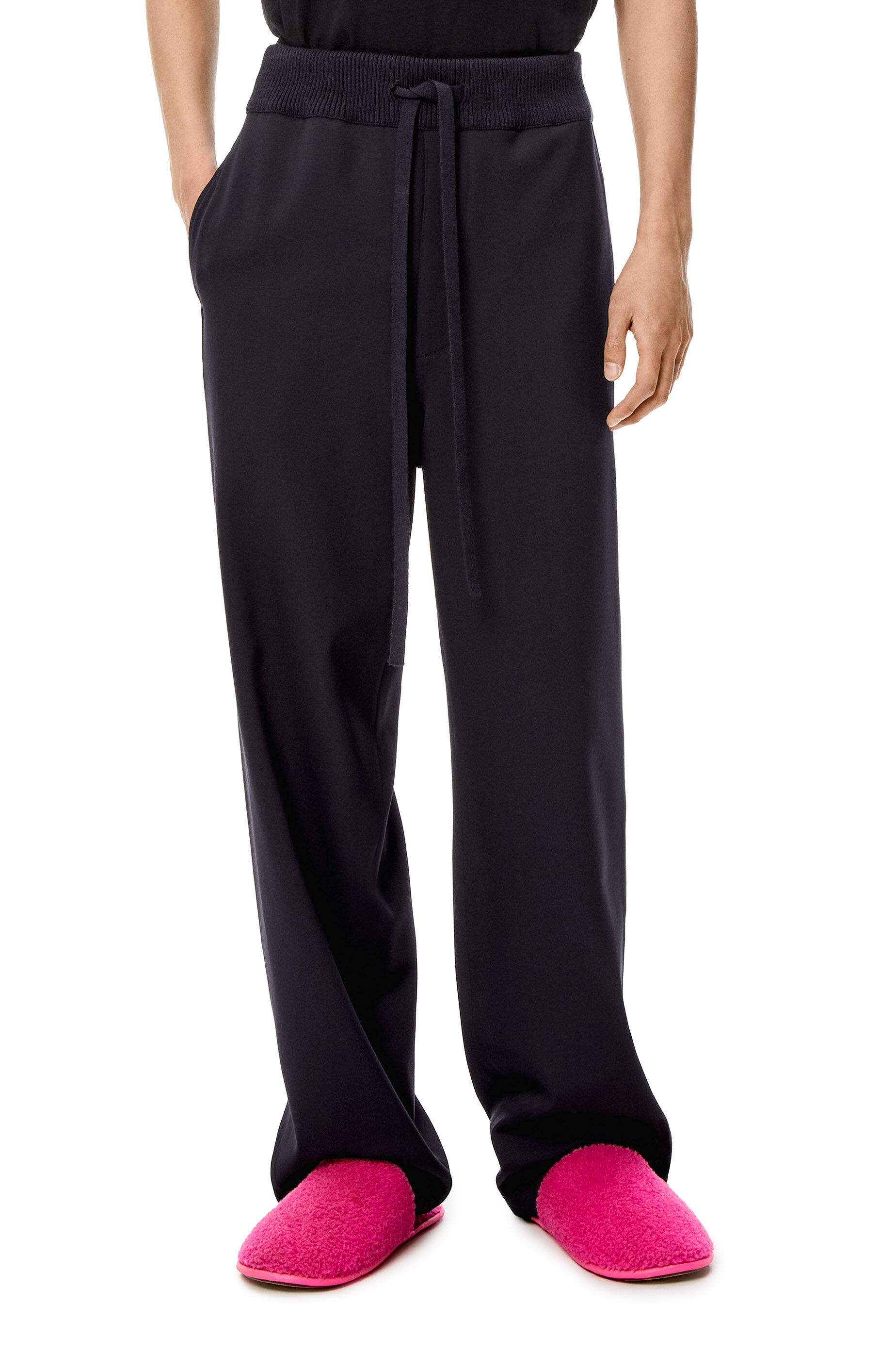 Rib waist drawstring trousers in wool - 3