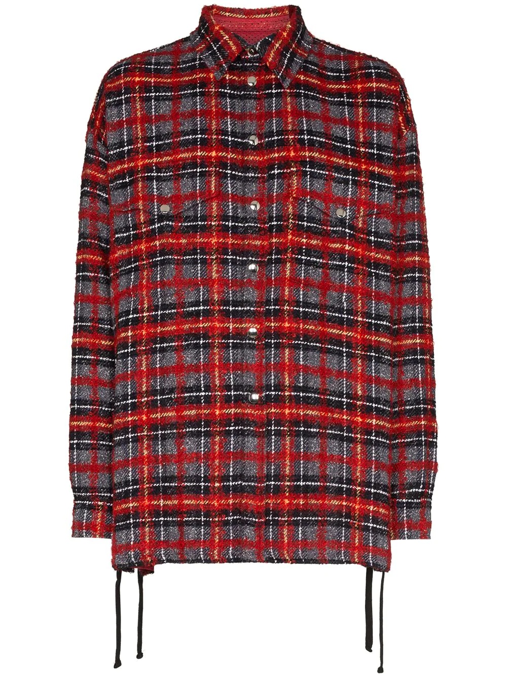 lace-up detail plaid shirt - 1