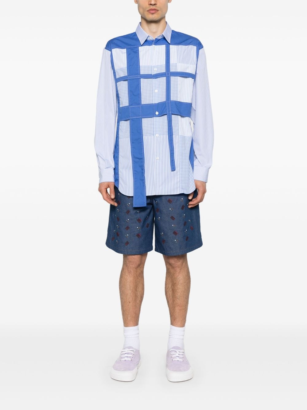 patchwork striped shirt - 2