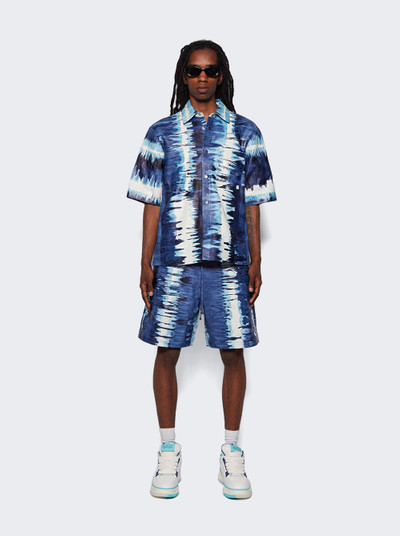 AMIRI Leather Tie Dye Shorts Blue outlook