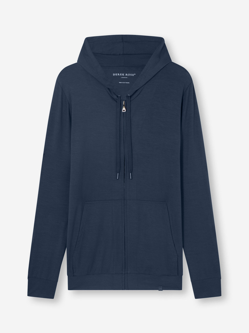 Derek Rose Men's Hoodie Basel Micro Modal Stretch Navy outlook