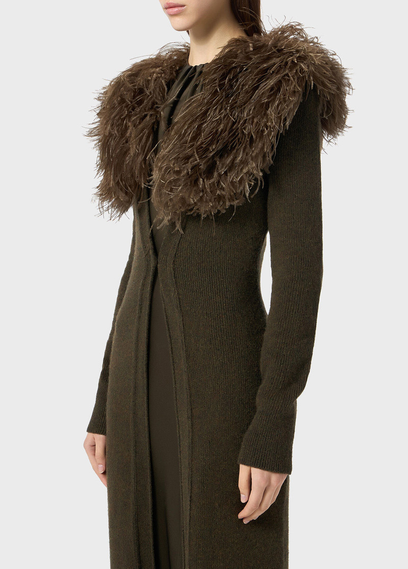 LONG CARDIGAN WITH FAUX FUR COLLAR 4