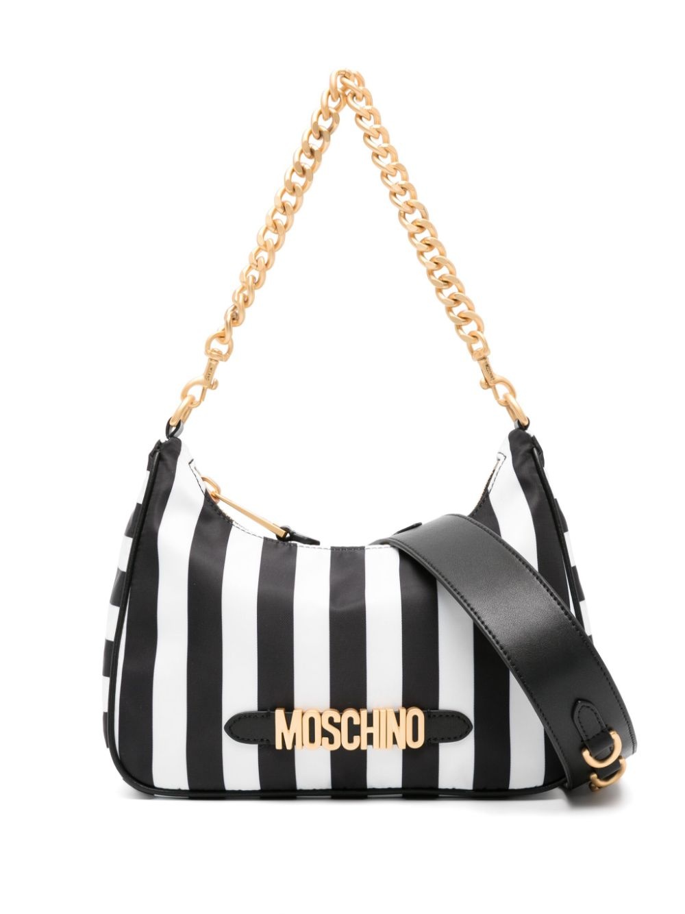 logo-lettering striped shoulder bag - 1