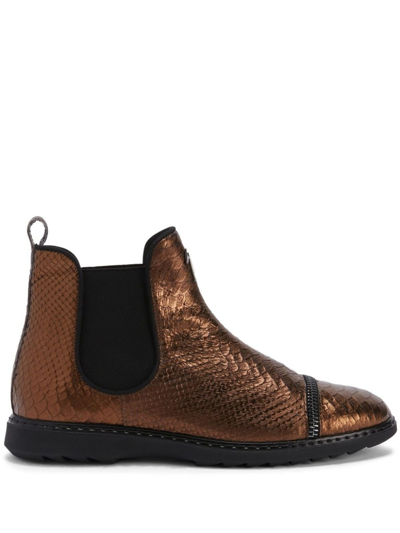 embossed-crocodile leather ankle boots 1