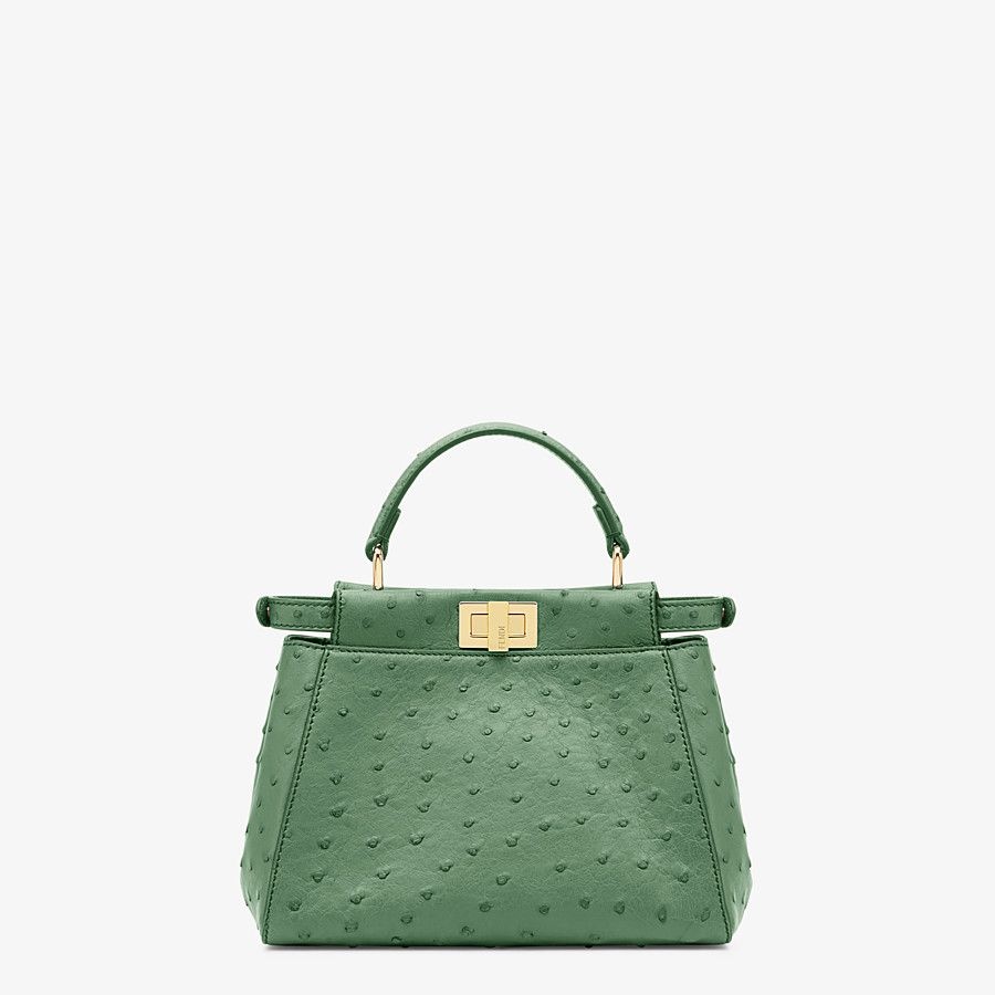 Green ostrich leather bag - 3