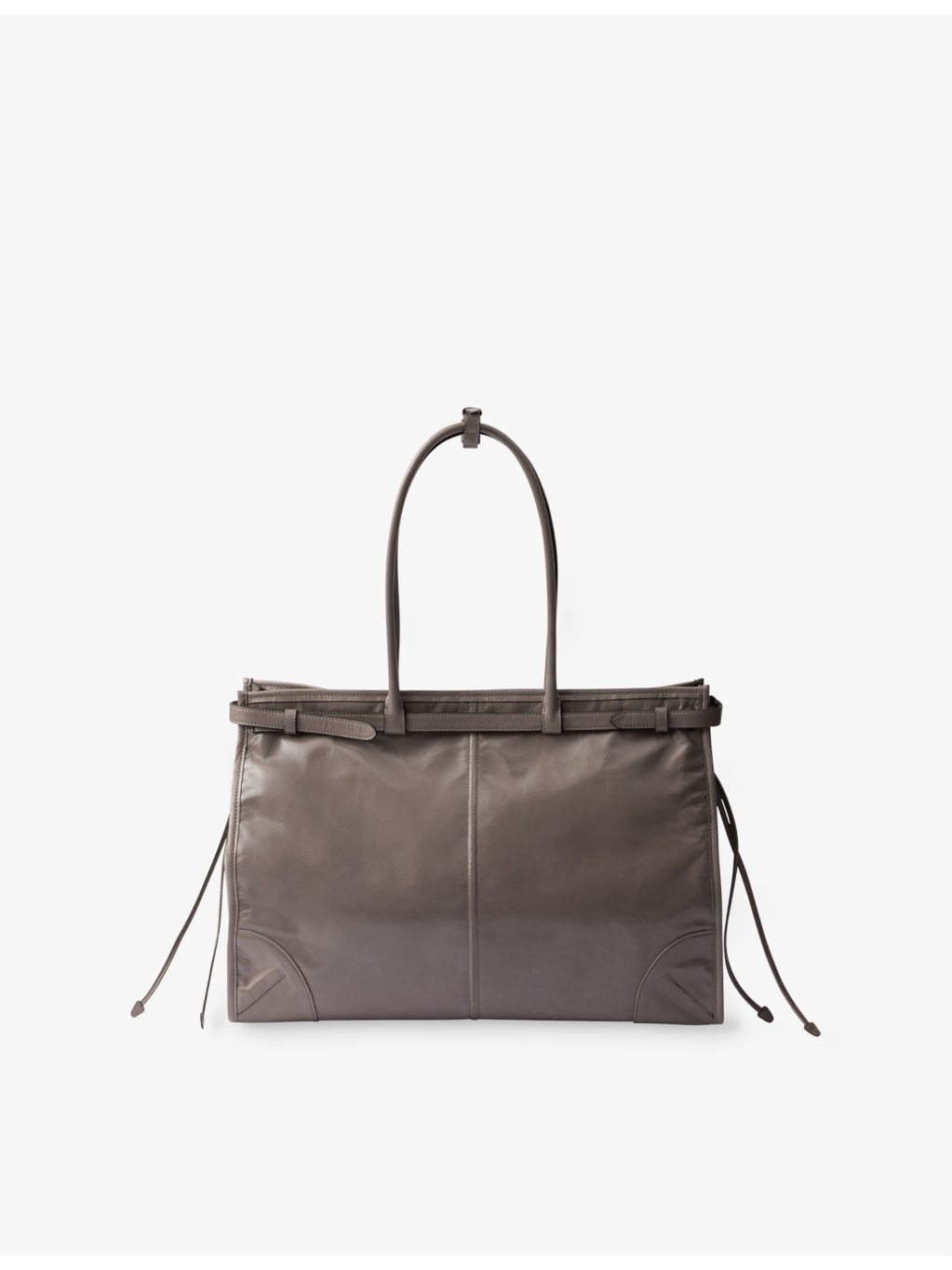 Brand-plaque large leather shoulder bag - 3