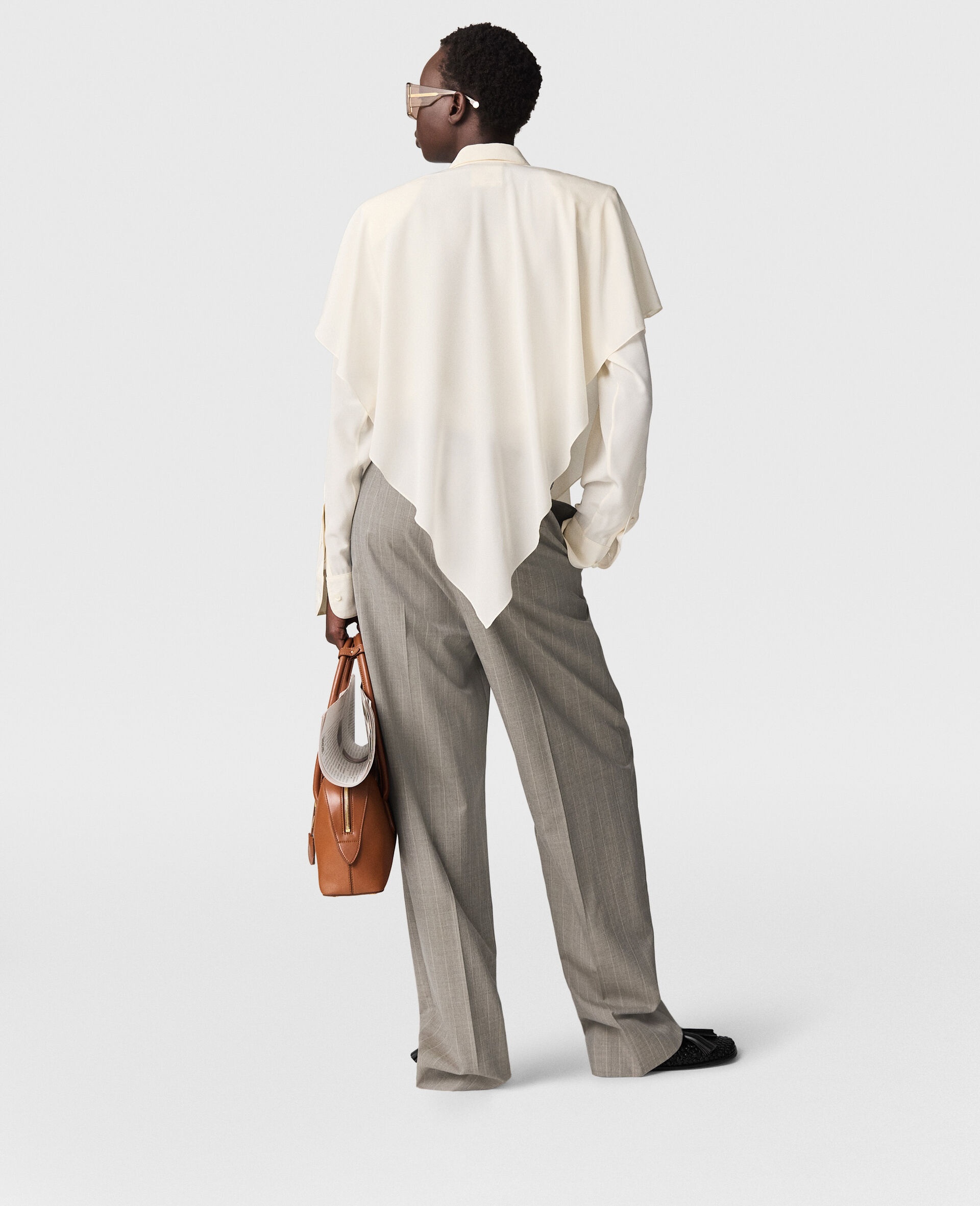 Layered Panel Long-Sleeve Semi-Sheer Shirt - 4