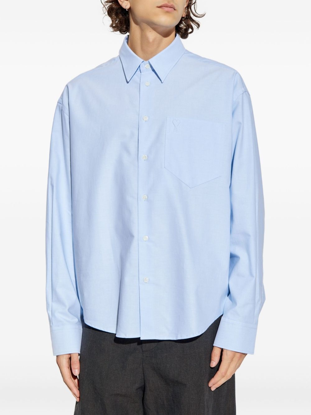 heart-embroidered long-sleeve shirt - 4